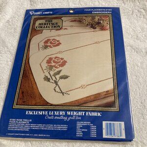 Vogart Crafts 4= Placemats Embroidery Kit Cream Floral Fancy 8738C